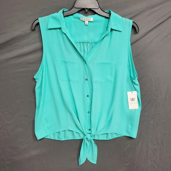 Chaus Tops - Chaus New York Womens Tie Front Aqua Blouse NWT
